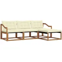 vidaXL Outdoor-Sofagarnitur 4 stk. Natur und Creme