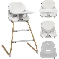 Lionelo Hochstuhl und Sitzstuhl Dalia - 2-in-1 - Ab 6 Monaten bis 60 kg - Spülmaschinenfestes Tablett - Werkzeuglose Montage - GRAU NATÜRLICH