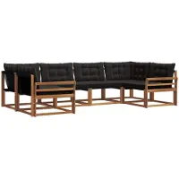 vidaXL Outdoor-Sofagarnitur 6 Stk. Natürlich und Schwarz