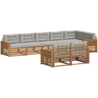 vidaXL Outdoor-Sofagarnitur 8 stk. Natürlich und Hellgrau