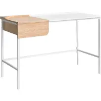Beliani Schreibtisch Weiß u. Braun Faserplatte Eisen 120 x 60 cm mit Schublade Stauraum Minimalistisch Homeoffice Schreibtisch Bürotisch