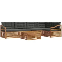 vidaXL Outdoor-Sofagarnitur mit Kissen 6 pcs Natur und Anthrazit