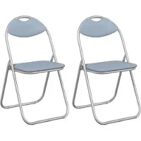vidaXL Klappstuhl 2 stk. Kunstleder Grau 48 x 43,5 x 81 cm