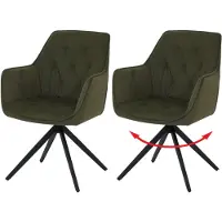 Mendler 2er-Set Esszimmerstuhl MCW-L80, Küchenstuhl Polsterstuhl Stuhl mit Armlehne, drehbar, Metall Stoff/Textil grün