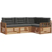 vidaXL Outdoor-Sofagarnitur 4 stk. Natur und Anthrazit