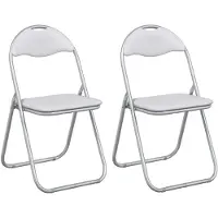 vidaXL Klappstuhl 2 Stk. Kunstleder Weiß und Grau 48 x 43,5 x 81 cm