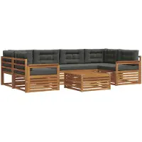 vidaXL Outdoor-Sofagarnitur 7 Stk. Natur und Anthrazit