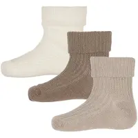 Minymo Socken - 3er-Pack - Rib - Light Taupe - - 19/22 - Socken