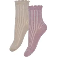 Minymo Socken - 2er-Pack - Dunkelbraun Orchid m. Glitzer - - 23/26 - Socken