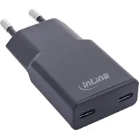 InLine USB Netzteil Ladegerät Dual USB-C, PD, PPS, 30W, schwarz, Drinnen, AC, 20 V, 3 A, Schwarz