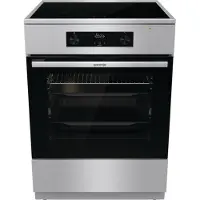 Gorenje Induktions-Standherd "GEIT6C60XPG", Energieeffizienz: A, silber (silberfarben), Herdsets, BridgeZone. Mehr Platz für große Pfannen und Bräter, Induktions-Standherd