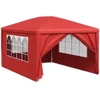 vidaXL Party-Zelt 400 x 300 x 255 cm Rot PE und Stahl