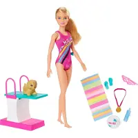 Barbie GHK23 - Barbie - Traumvilla Abenteuer - Puppe mit Zubehör, Schwimmerin