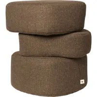 Ferm Living PLYO Hockerset, dunkelbraun, Textilbezug 46 cm - , Braun / Rost, Stoff / Textil