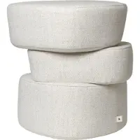 Ferm Living PLYO Hockerset, weiß, Textilbezug, 46 cm - , Weiß, Stoff / Textil