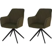 Mendler 2er-Set Esszimmerstuhl MCW-L79, Küchenstuhl Lehnstuhl Stuhl Armlehnen, drehbar Auto-Position Stoff/Textil grün