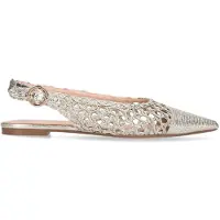 Manfield Goldfarbene Slingbacks in Flecht-Optik | Größe 39