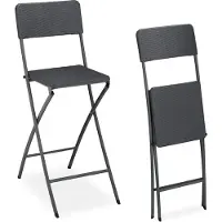 Relaxdays Barhocker klappbar, 2er Set, Rattan-Optik, Rückenlehne, HBT: 115 x 44 x 63 cm, Barstuhl, PE & Metall, grau