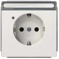 Siemens 5UB1854 DELTA style SCHUKO-Steckdose mit Schriftf., Betriebsa. und erh. Ber.schutz, titanweiß