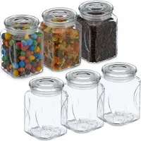 Relaxdays 6er Set Vorratsgläser mit Deckel 750 ml