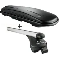 VDP Skibox schwarz JUXT600 lit + Relingträger Alu kompatibel mit für BMW X1(F48) ab 2015 bis aufliegend