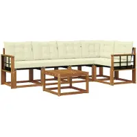 vidaXL Outdoor-Sofagarnitur 6 stk. Natur und Creme