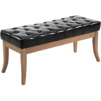 DELUKE Sitzbank CANNES - Kunstleder Schwarz 100x38x46 cm Hellbraun | Sitzbank Flur Sitzhocker Esszimmerbank Polsterbank Schlafzimmerbank