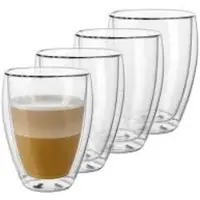 GENTOR Glas Set Doppelwandige Gläser 2er Set Wasserglas Saftglas Kristallglas Trinkgläser Cappuccino Glas Latte Macchiatto Glas