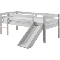 Vipack Kojen-Spielbett mit Liegefläche 90 x 200 cm, inkl. Leiter, Rutsche und Rolllattenrost, Kiefer massiv weiß lackiert