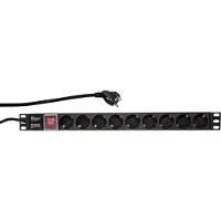 Logilink PDU9C02, Senkrecht, Aluminium, Schwarz, 9 AC-Ausgänge, 2 m, 250 V