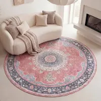 FRAAI Teppich Vintage Rund - Lily Medaillon Rot Rosa Ø 140 cm
