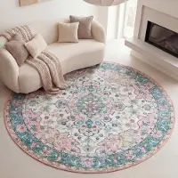 FRAAI Teppich Vintage Rund - Lily Oriental Blau Rosa Ø 140 cm