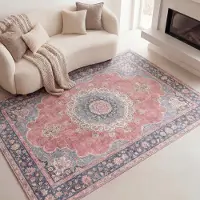 FRAAI Teppich Vintage - Lily Medaillon Rot Rosa 140x200 cm