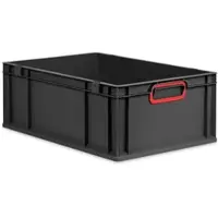 Proregal Eurobox NextGen Color, HxBxT 22x40x60cm, 44 Liter, Griffe rot zu, Schwarz, Eurobehälter, Transportbehälter