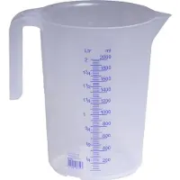 Hünersdorff Messkanne 2.000 ml, PP, 2 Skalen offener Griff, transparent und stapelbar