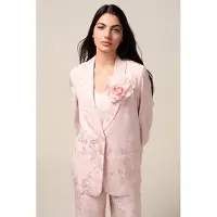 Oltre Jacquard Blazer With Brooch Pink Größe: 46 | Blazer Outlet | Damen | Rosa