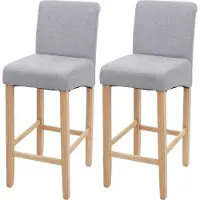 Mendler 2er-Set Barhocker HWC-C33, Barstuhl Tresenhocker, Holz hellgrau, helle Beine, Stoff/Textil