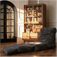 STILVORA Loungesessel mit 2-in-1 Funktion, Schlafsessel mit ergonomischer Rückenlehne und Fußstütze, Bodensofa mit hochdichter Schaumstoffpolsterung und atmungsaktivem Stoff, Schwarz