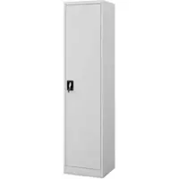 DELUKE Aktenschrank abschließbar KADO - 5 Ebenen, Flügeltüren | Metallschrank Werkstatt Büroschrank aus Stahl Werkzeugschrank, 185x45x40cm Grau