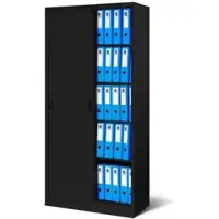 DELUKE JAN NOWAK Aktenschrank Abschließbar KUBA mit Schiebetüren 185 x 90 x 40 cm Schwarz