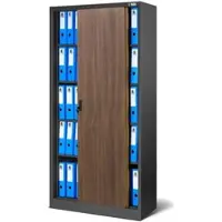 DELUKE Aktenschrank Abschließbar ROLF mit Schiebetüren 185 x 90 x 40 cm Anthrazit-Nussbaum