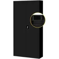 Jan Nowak Metallschrank Abschließbar TOMASZ mit Geheimfach 185 x 90 x 45 cm Schwarz
