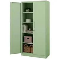 DELUKE Aktenschrank abschließbar KADO - 5 Ebenen, Flügeltüren | Metallschrank Werkstatt Büroschrank aus Stahl Werkzeugschrank, 195x90x40cm Pastellgrün