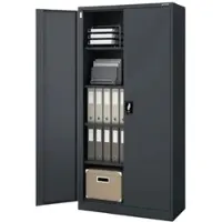 DELUKE Aktenschrank abschließbar KADO - 5 Ebenen, Flügeltüren | Metallschrank Werkstatt Büroschrank aus Stahl Werkzeugschrank, 195x90x40cm Anthrazit