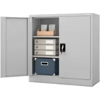 DELUKE JAN NOWAK Aktenschrank Abschließbar BEATA mit Flügeltüren 93 x 90 x 40 cm Grau