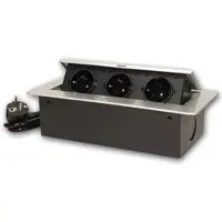 World-trading-net Tisch-Einbausteckdose 3-fach Kabel Silber 2500W