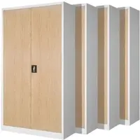 DELUKE JAN NOWAK Aktenschrank Abschließbar 4er Set JAN 185 x 90 x 40 cm Weiß-Sonoma Eiche