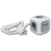 World-trading-net SteckdosenWürfel 4-fach + 2x USB-A 14m Kabel