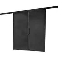 Inova Doppelflügelige Glasschiebetür 180 x 203,5 cm, schwarz satiniertes Glas, Komplettset mit Stabgriff, ohne Softclose