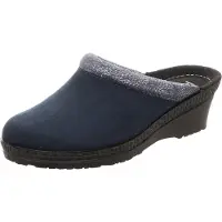Rohde Damen Pantoffel Hausschuh gepolstert Keilabsatz stadt-50 2459, Größe:40 EU, Farbe:Blau